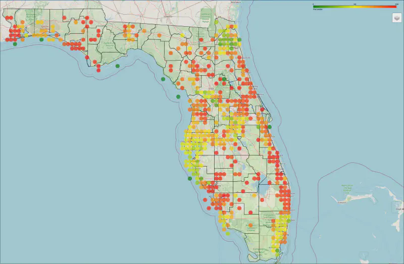 Expected Building Loss due to Natural Hazards Heatmap