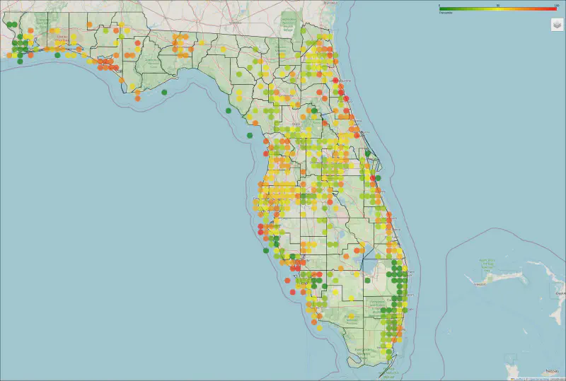 Expected Population Loss due to Natural Hazards Heatmap